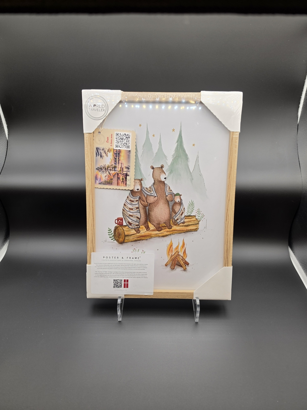 "Campfire Bears" Framed Print In Completely Sealed Original Boutique Shrink-wrap